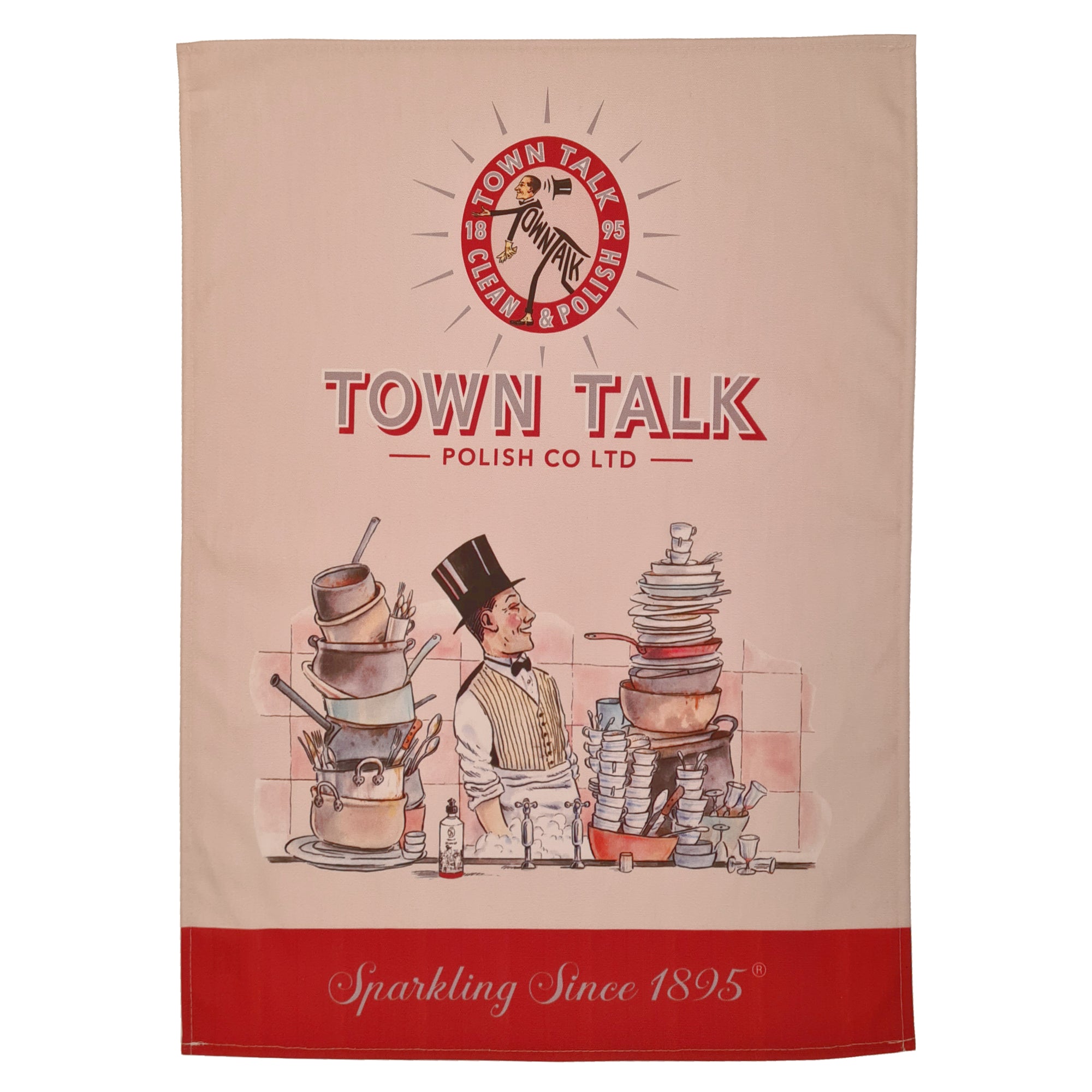 Town Talk Tea Towel with Mr Town Talk Washing Up Illustration