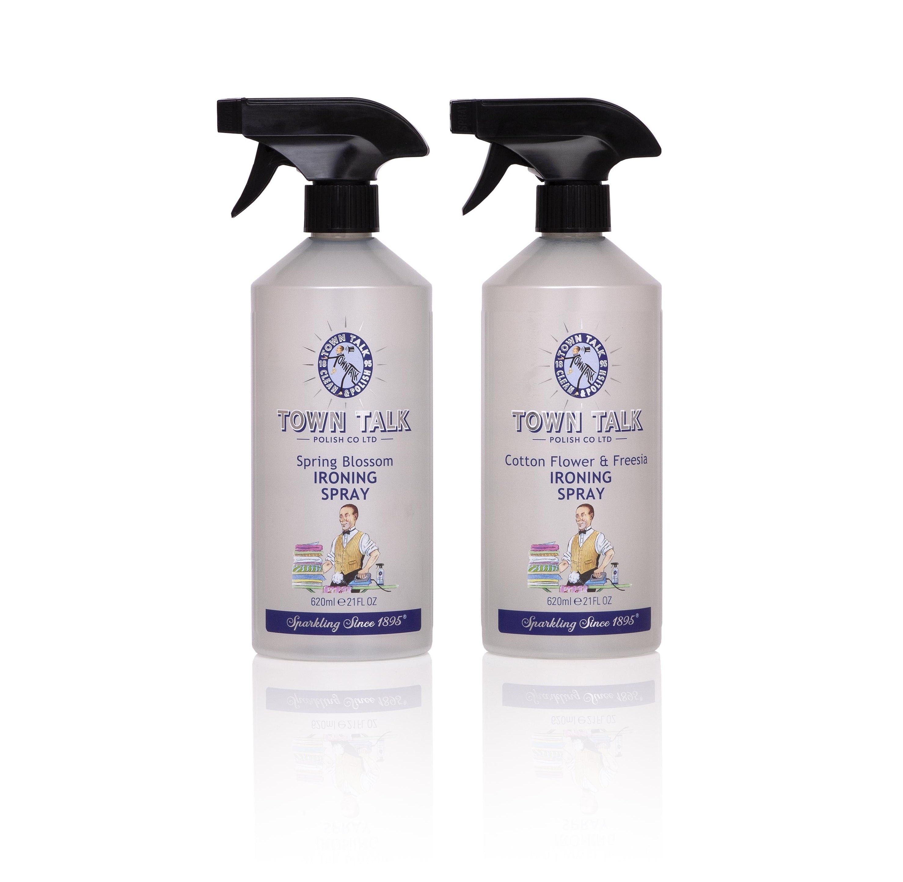Town Talk Polish Ironing Spray 620ml Bottles Spring Blossom and Cotton Flower and Freesia